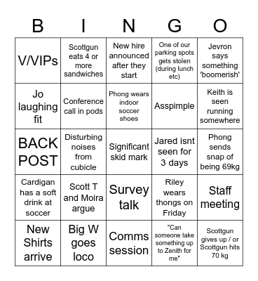 WINIT Bingo Card