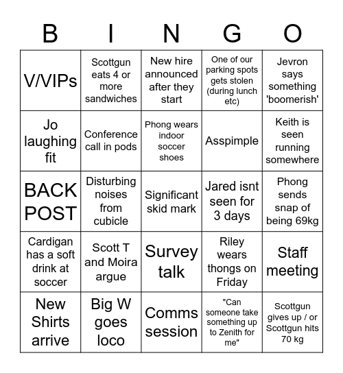 WINIT Bingo Card