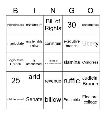 English 7th Bingo Card