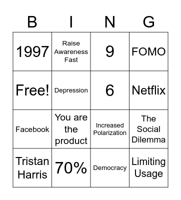 Social Media Bingo Card