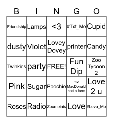 Valentine's Day Bingo Card