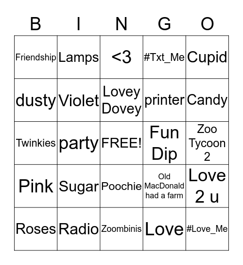 Valentine's Day Bingo Card