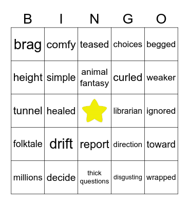 Unit 2 Vocab Review Bingo Card
