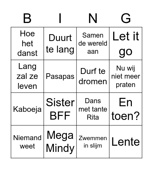 Rosa 8 jaar! Bingo Card