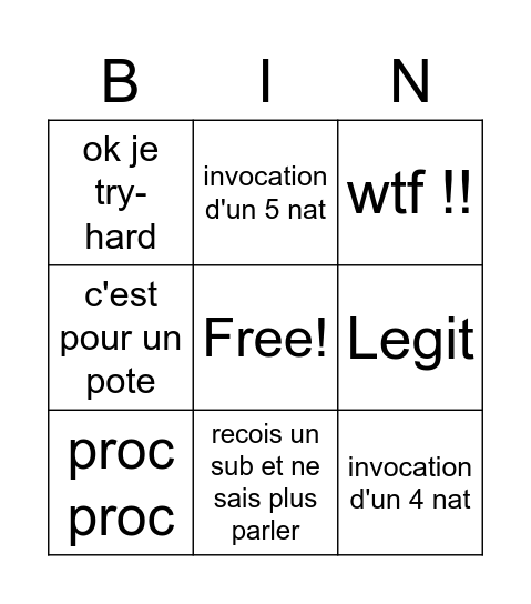 Delzor Bingo  REAL Bingo Card