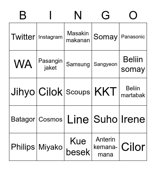 Kai Bingo Card