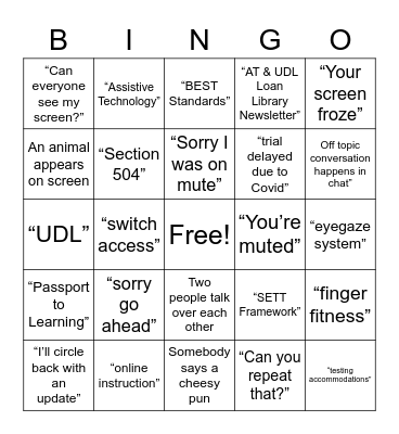 PLC Bingo Card