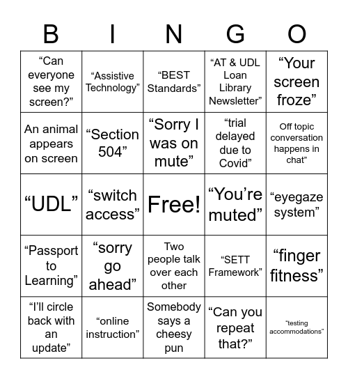 PLC Bingo Card