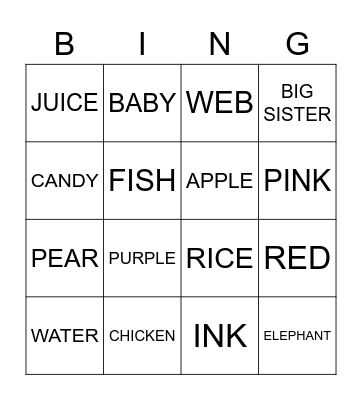 Super Kids Bingo Card