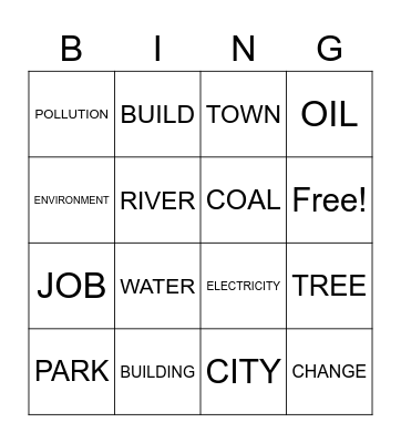 VOCABULARY BINGO Card