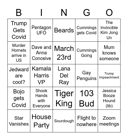 2020 Bingo Card