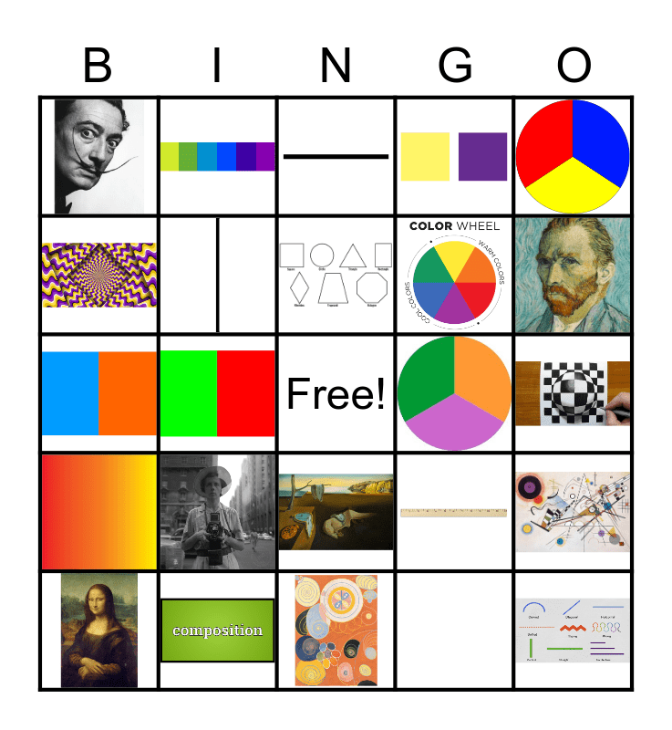 5th Grade Art Review Bingo Card