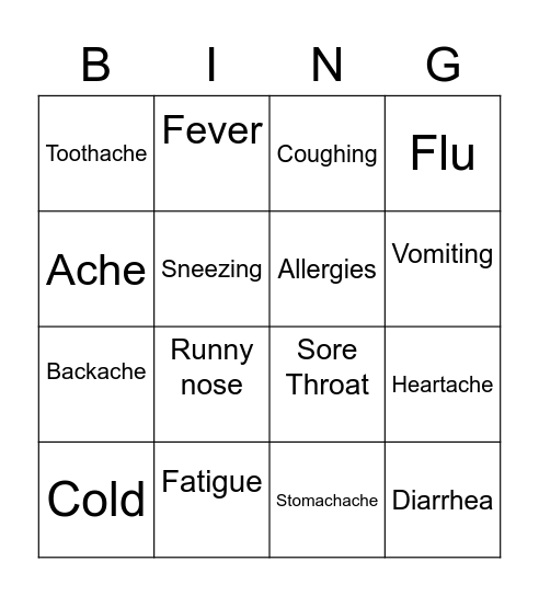 infections Bingo Card