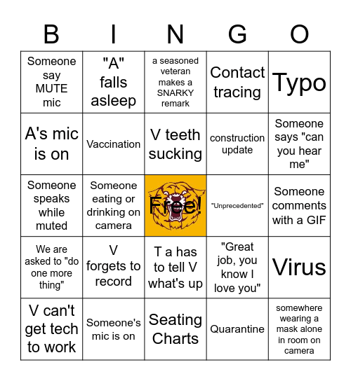 KHS virtual FM Bingo Card