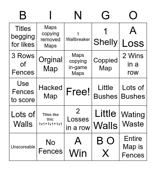 Map Maker Bingo Card