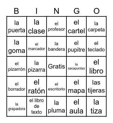 Materiales Escolares Bingo Card