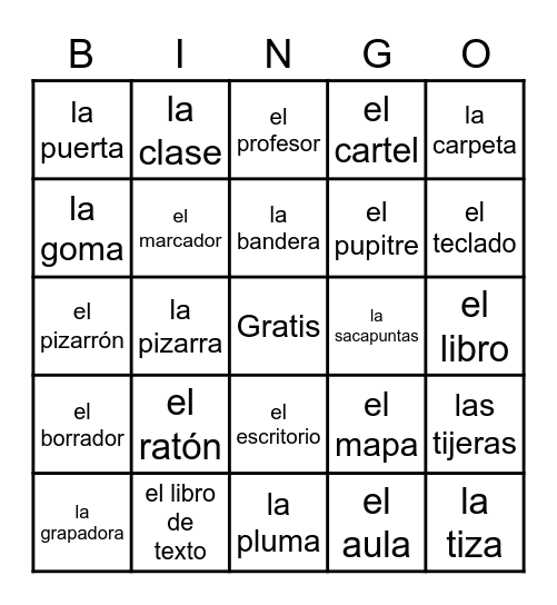 Materiales Escolares Bingo Card