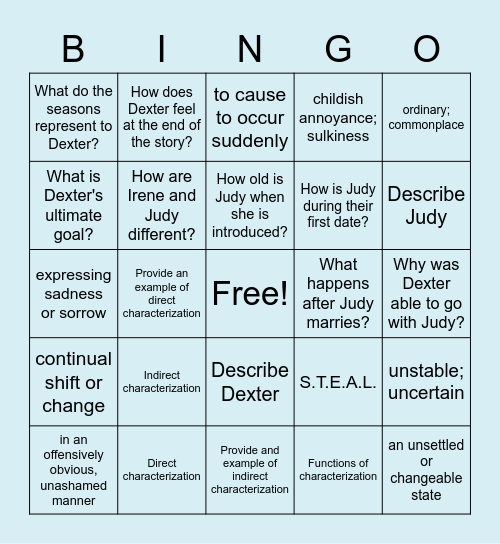 Winter Dreams Review Bingo Card