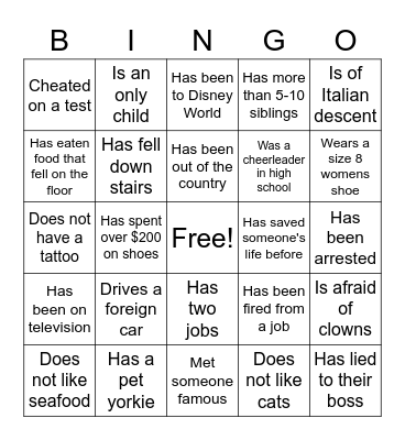 FIND SOMEONE WHO: Bingo Card