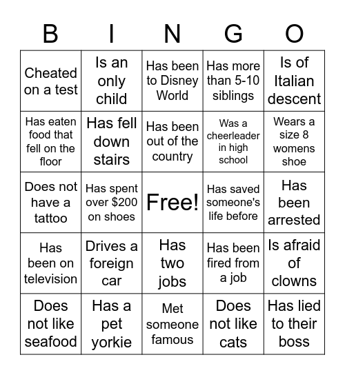 FIND SOMEONE WHO: Bingo Card