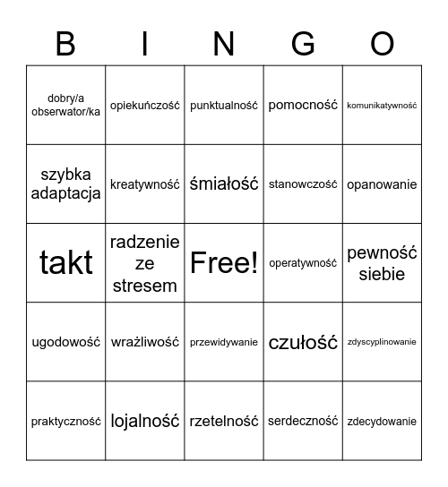 Ania Bingo Card