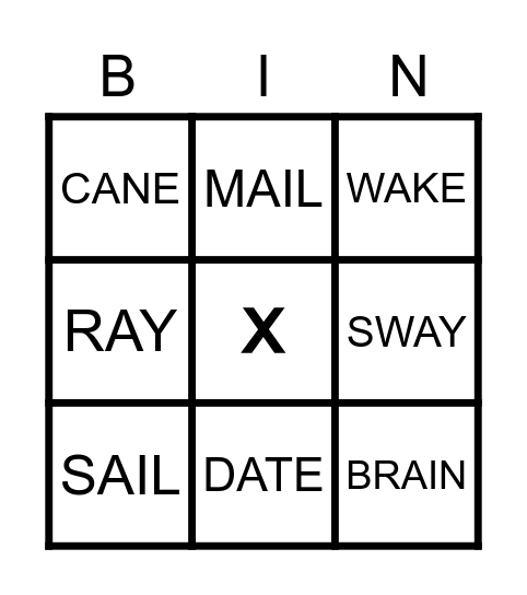 "A" BINGO Card