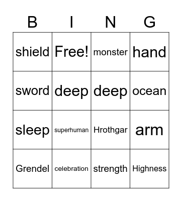 Beowulf Bingo Card