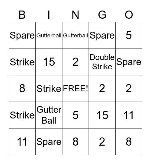 Bowling Bingo Card