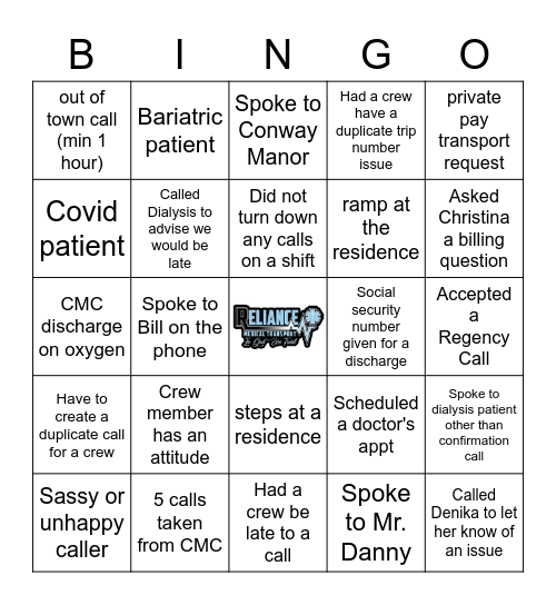 Dispatch Week 2021 Bingo Card