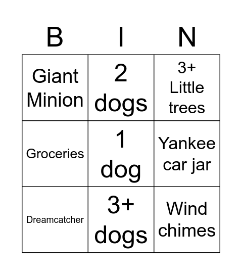 Drive Up Bingo Card