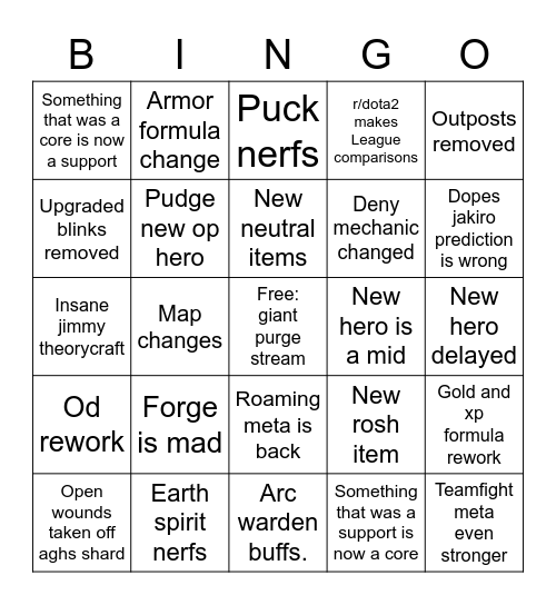 7.29 Patch Bingo Card