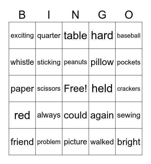 Hickory's Problem Bingo Card