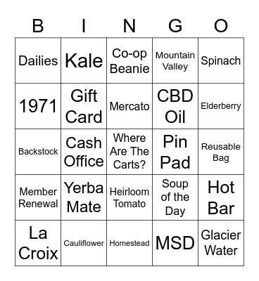 Co-Op Bingo Card