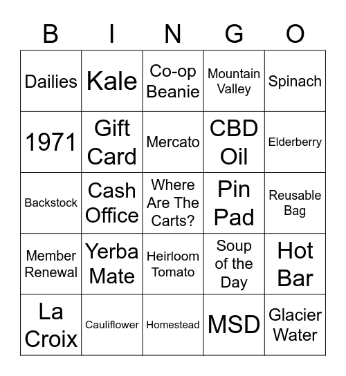 Co-Op Bingo Card