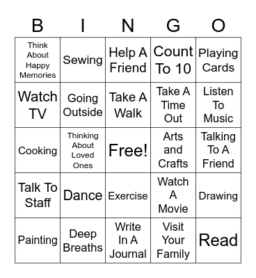 COPING SKILLS BINGO Card