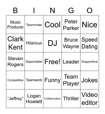 JEFF Bingo Card