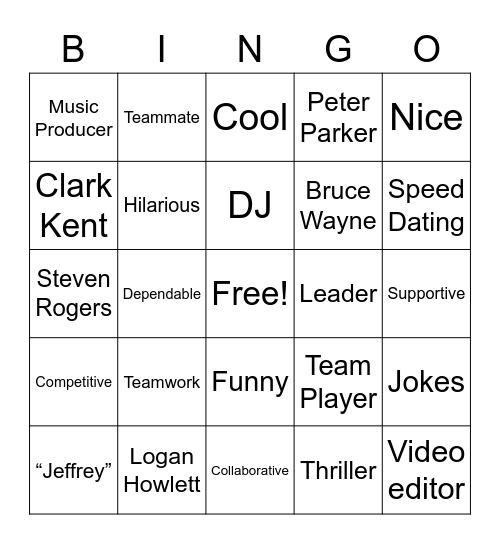 JEFF Bingo Card