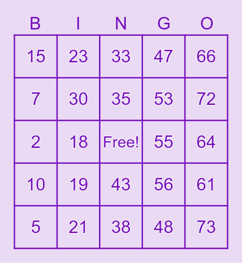 Relay For Life Bingo Card