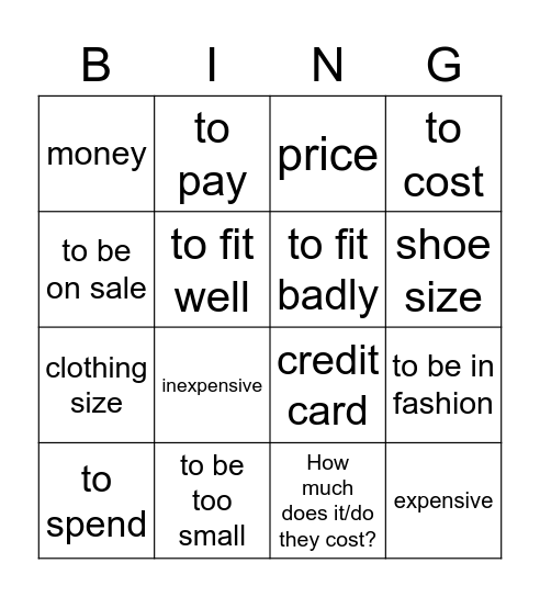 U3D4 Bingo Card