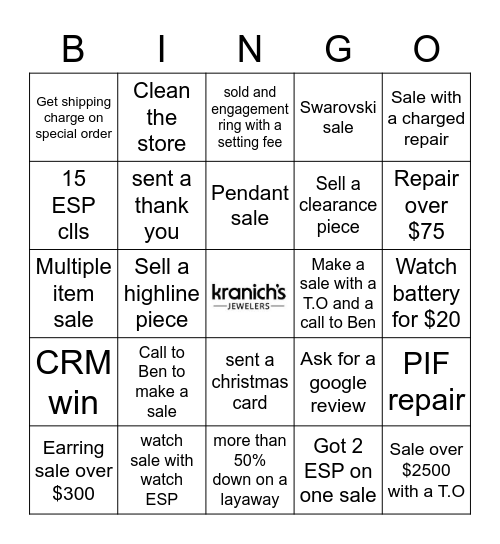Kranich's Bingo Card