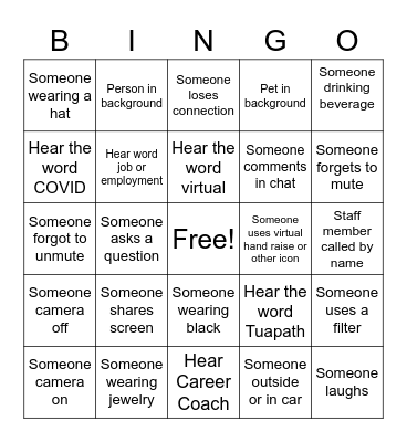 All Staff Meeting Bingo Card