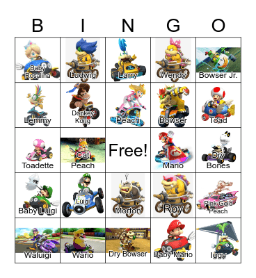 Mario Kart 8 Deluxe Bingo Card