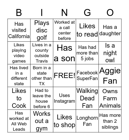 HIL Bingo Card
