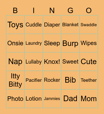 Baby Knox Bingo Card