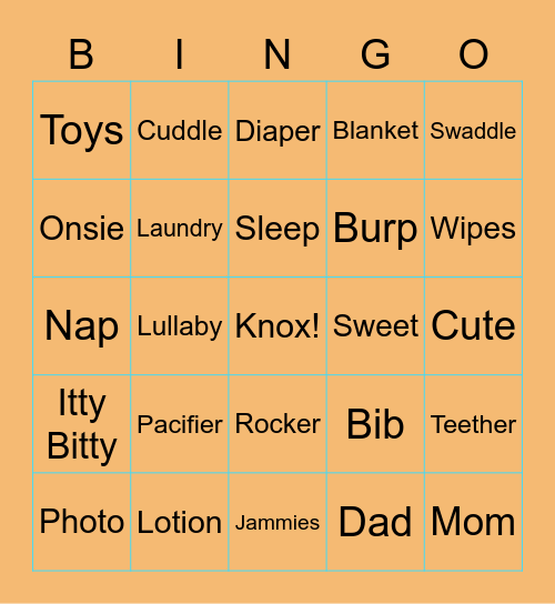 Baby Knox Bingo Card