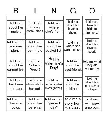 Story Bingo Card