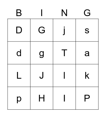 Tristan's Letters Bingo Card