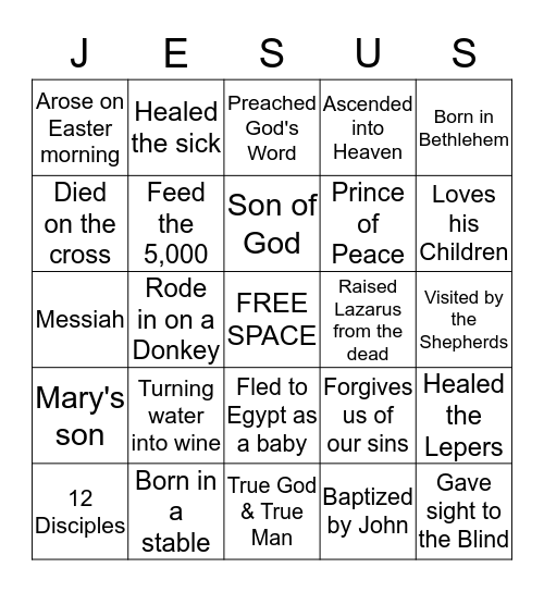 We Love Jesus Bingo Card