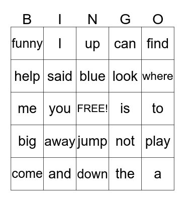 Bingo PrePr 1 Bingo Card