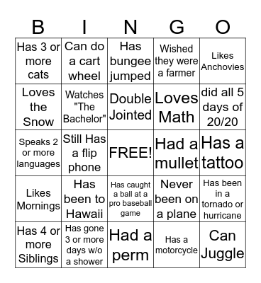 Life Group Bingo Card